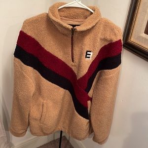 ELLANDDEMM FLEECE NECK ZIPPER SIZE XL TAN BLACK RED